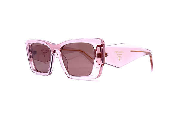 PRADA PR 08Y Transparent Peach Sunglasses - arm is slightly bent Prada PR 08YS XS (51 - 18) with Brown lenses and Pink frame  main image 2