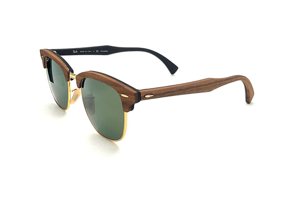 Ray-Ban - Clubmaster Wood (Matte Black | G-15 Green Polarized