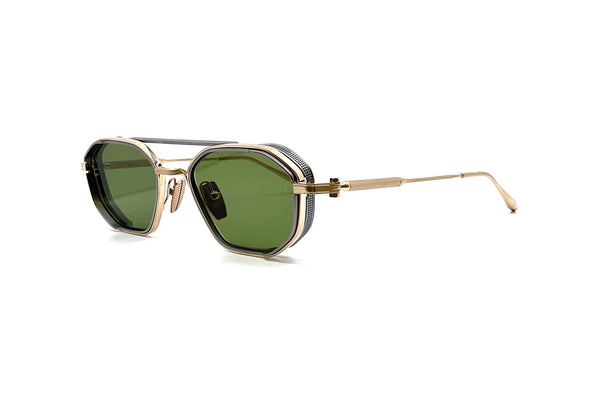 Lunettes De Soleil AKONI Eris Two - Aviateur Double Pont, Doré, Verres Verts, Neuf Avec étiquettes