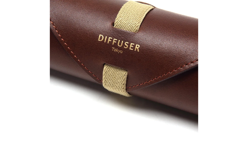 Diffuser - Oil Leather Roll Case - Dark Brown & Red
