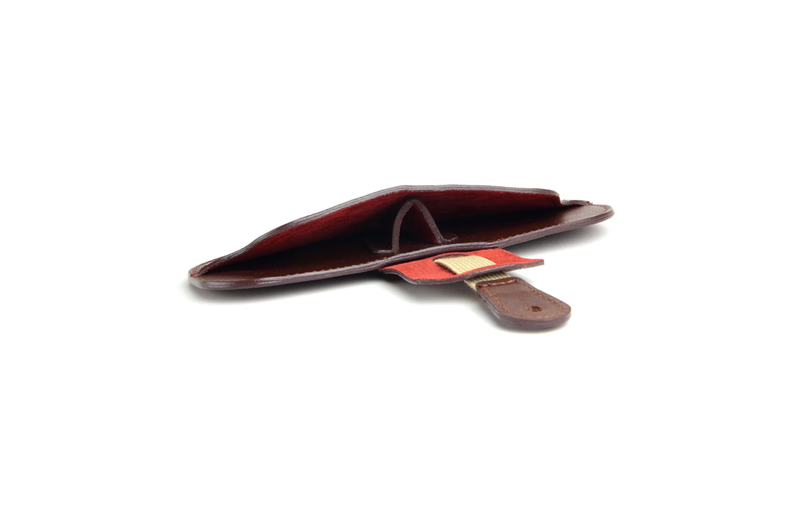 Diffuser - Oil Leather Smart Eyewear Case - Dark Brown & Red