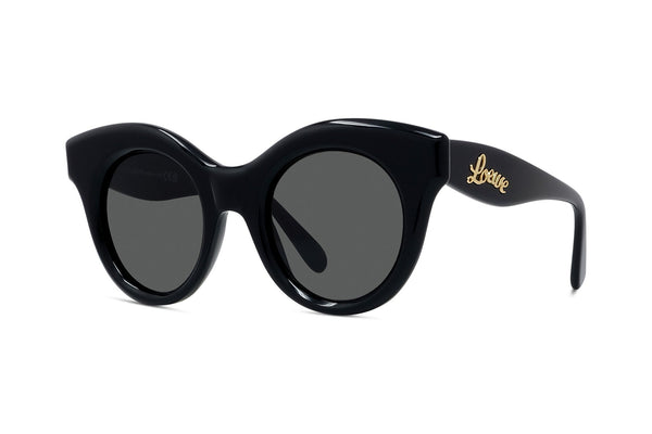 NEW LOEWE SUNGLASSES BLACK WOMEN EYEWEAR LOEWE LW40126I 01A Curvy Black Round Sunglasses – Good See Co main image 4