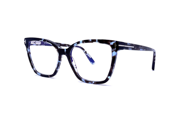 Tom Ford Eyewear Cat-Eye Frame black havana/ purpke blue lense 51mm Sunglasses Amazon.com: Tom Ford FT 5812-B BLUE BLOCK Blue Havana/Blue  main image 3