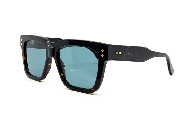 Gucci GG1084S 002 Square Sunglasses - Shiny Dark Havana/Light Blue New GUCCI GG1084S 002 Shiny Dark Havana/Light Blue 54-18-145  main image 2