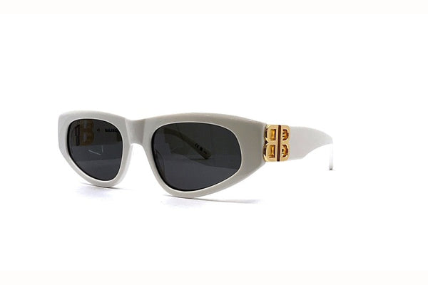 Balenciaga BB0095S 012 Sunglasses White Gold Logo Grey Cat Eye Unisex Balenciaga Men Sunglasses White Gold Logo Grey Cat Eye  main image 3