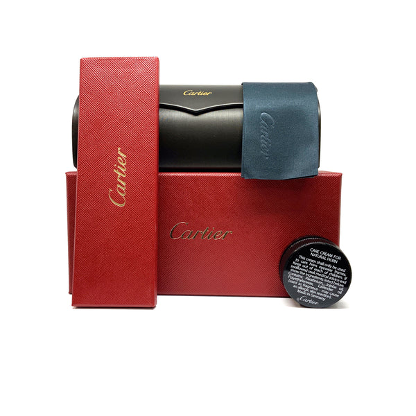 Cartier - C Décor - CT0023RS 001 (P) Black Buffalo Horn (Brown Gradient Lens)