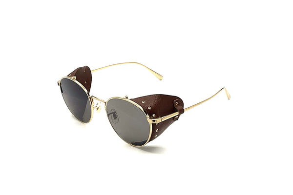 Oliver Peoples - Cesarino-L (Brushed Silver/Sequoia Leather Metal/Leather Lenses | G-15 Crystal)