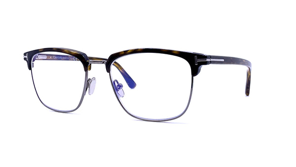 Tom Ford - Blue Block Soft Sqaure Magnetic Bridge Opticals (Dark Havana) w/ Clip-On