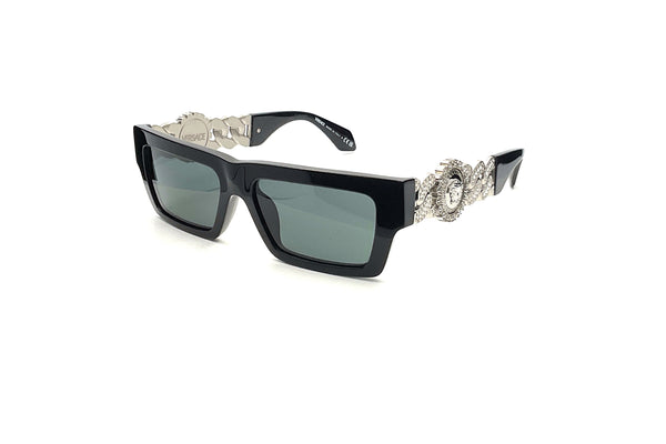 Versace Eyewear - Runway Limited Edition Sunglasses (Black+Silver) DAMAGED