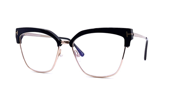 Tom Ford - Blue Block Metal Cat Eye Opticals TF5547-B (Black/Gold)
