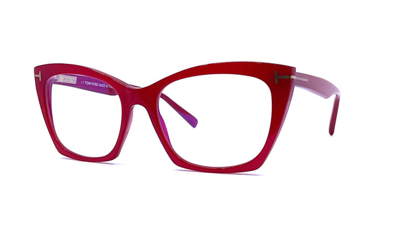 Tom Ford - Blue Block Cat Eye Opticals TF5709-B (Shiny Red)