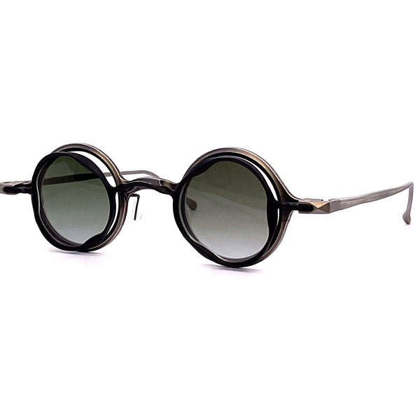 RIGARDS RG1991 シルバーラウンドサングラス ケース付き Rigards - RG1912CU (Antique Grey) + Sun Clip (Black | Green