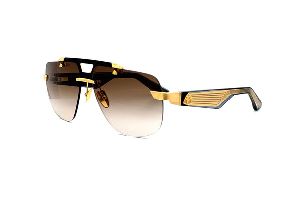Maybach Eyewear - The Officer I (22k Mellow Gold Plated/Black Lacquer/Black | Brown Gradient)
