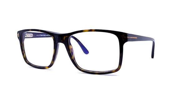 Tom Ford - Blue Block Rectangular Magnetic Opticals (Dark Havana) w/ Clip-On