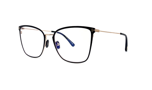 Tom Ford - Blue Block Soft Butterfly Opticals TF5839 (Black/Shiny Rose Gold)