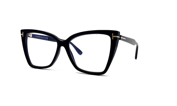 Tom Ford - Blue Block Square Cat Eye Opticals TF5844-B (Black)
