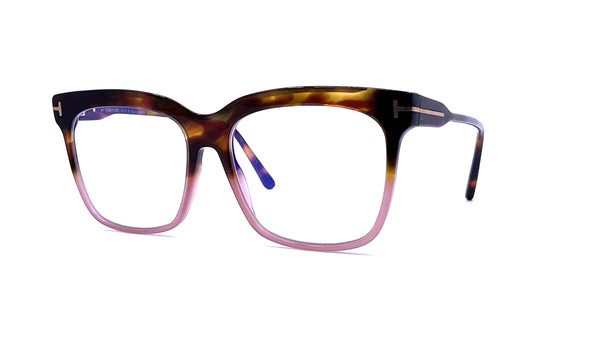 Tom Ford - Blue Block Square Opticals TF5768-B (Shiny Dark Havana/Pink Opal Fade)