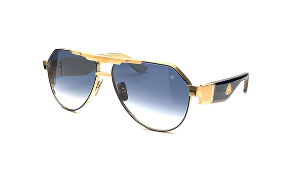 Maybach Eyewear - The King III (Mellow Gold Plated/Black Lacquer | Deepsea Blue Walnut Burr/Walnut/White Burr)