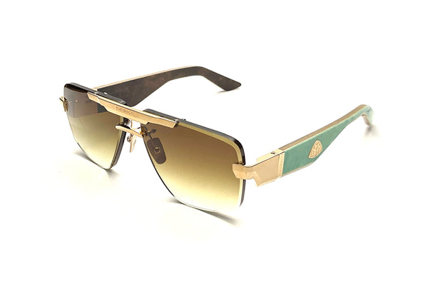 Maybach Eyewear - The President II (22k Mellow Gold Plated | Aruba Blue Madrone/Maple/Walnut Burr | Light Bronze Gradient)