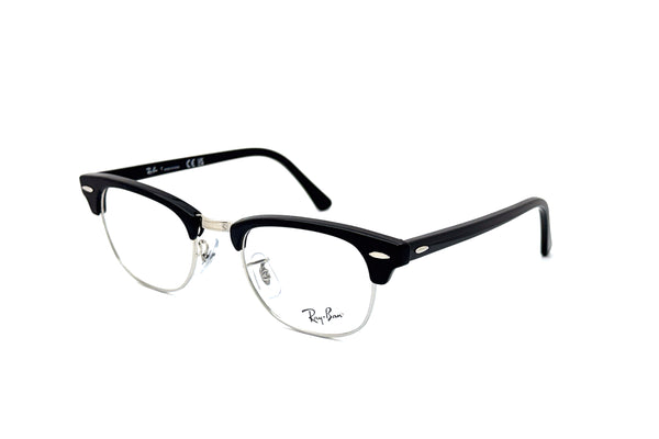 Ray-Ban - Clubmaster Optics (Polished Black On Silver) [49]