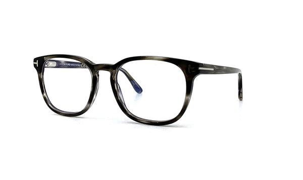 Tom Ford - Blue Block Round Opticals TF5868-B (Shiny Striped Grey)