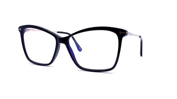 Tom Ford - Blue Block Cat Eye Opticals TF5687-B (Shiny Black/Gold)