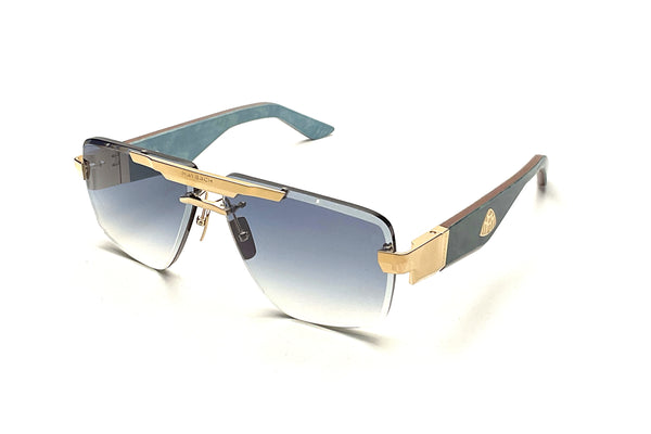 Maybach Eyewear - The President II (Mellow Gold/Deep Teal Ocean Madrone/Bubinga/Niagara Blue Madrone | Light Blue)