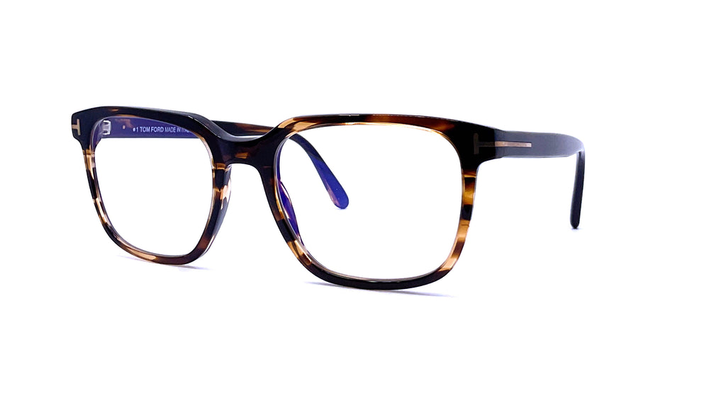 Tom Ford - Blue Block Square Opticals TF5818-B (Striped Havana 