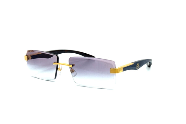Maybach Eyewear - The Artist III (24k Gold Plated | Royal Blue Tulip/Ebony | Light Blue Gradient)