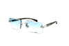 Maybach Eyewear - THE REGENT I (Platinum Plated/Black/White Marbled | Light Blue Gradient)