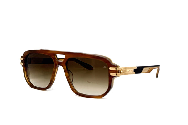 Maybach Eyewear - THE HUSTLER I (22k Mellow Gold Plated/Brown Marbled/Black/Brown Marbled | Umber Brown Gradient)