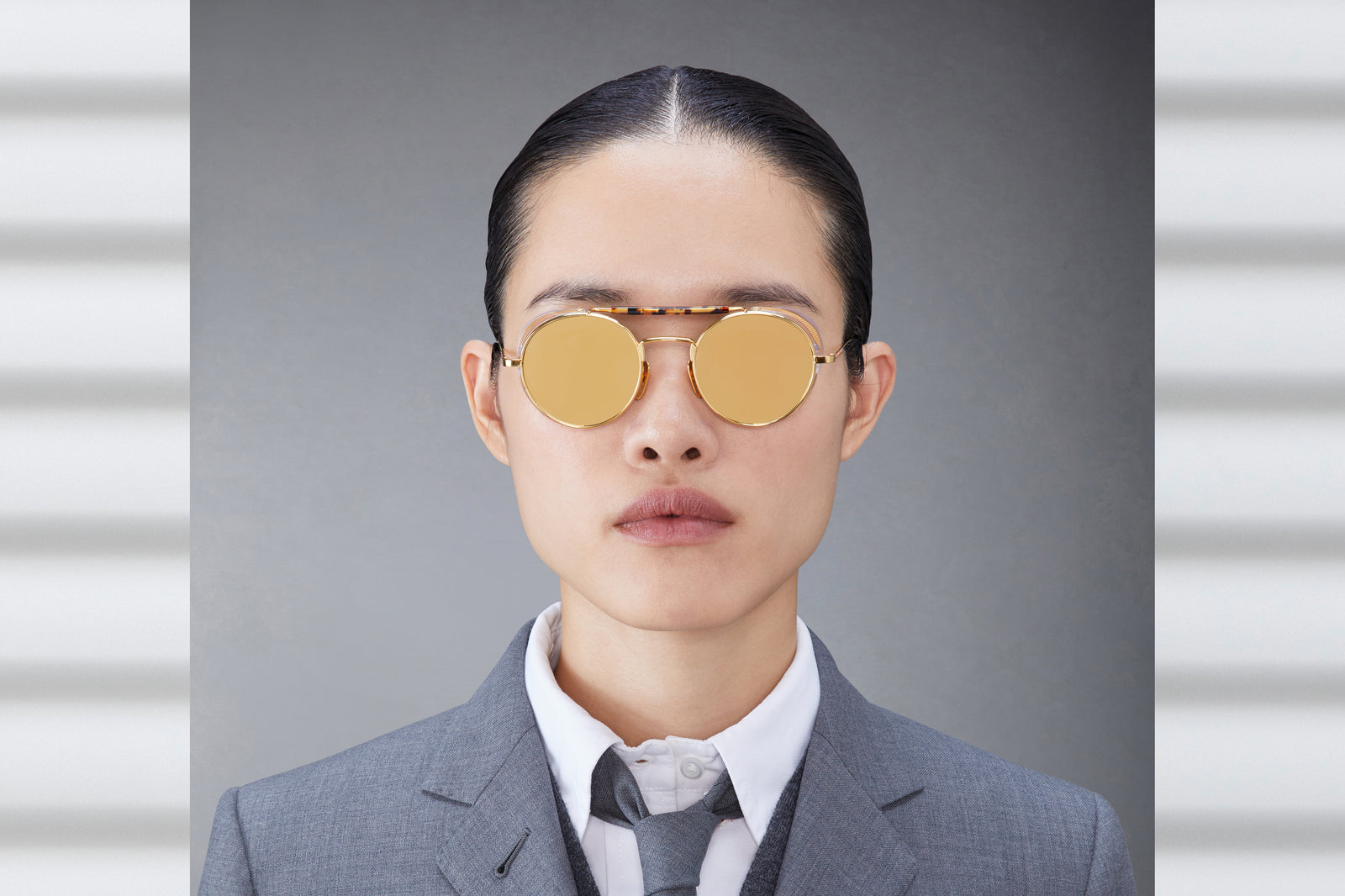 THOM BROWNE ハイロットフレムサンクラス UES801AG000351 215 Thom Browne UES001L Sunglasses G0003-712 Gold - eye-oo.com