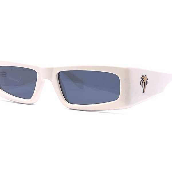 Palm Angels White Frame Sunglasses with Black Lenses and Tan Case Palm Angels - Angel Sunglasses - White Brown - Palm Angels  main image 4
