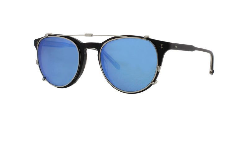 Garrett Leight Milwood Clip (Brushed Silver Pastel Blue Mirror