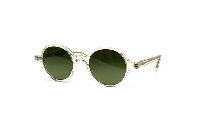 Rare Lillet Clear Champagne Sparkle Gold Rim Sunglasses with Green Lenses Semi-round Sunglasses in Champagne with Green Lenses - The  main image 3