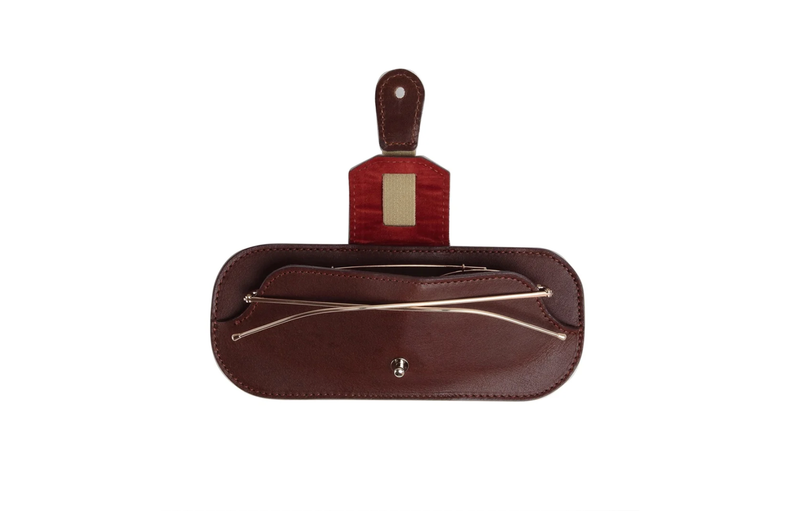 Diffuser Tokyo - Oil Leather Smart Eyewear Case - Dark Brown & Red