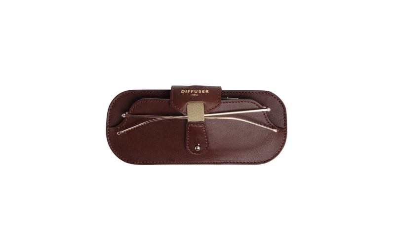 Diffuser Tokyo - Oil Leather Smart Eyewear Case - Dark Brown & Red