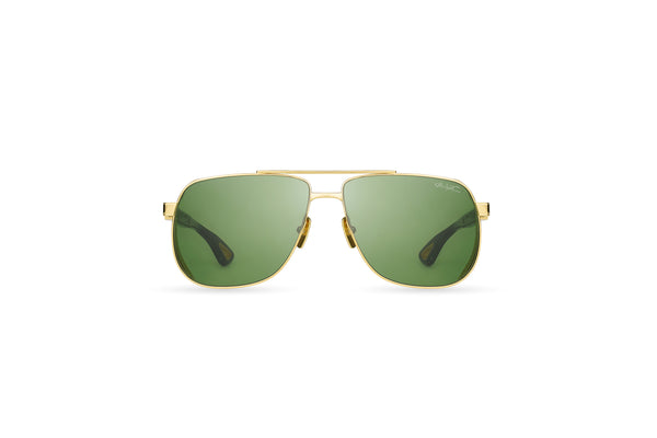 BUGATTI - 100 (24K Yellow Gold/Black Horn Acetate | Vintage Green Lens)