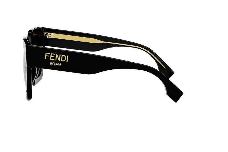 Fendi Elegant Black Sunglasses with Gold Accents Fendi Roma Rectangular Sunglasses – Good See Co main image 4