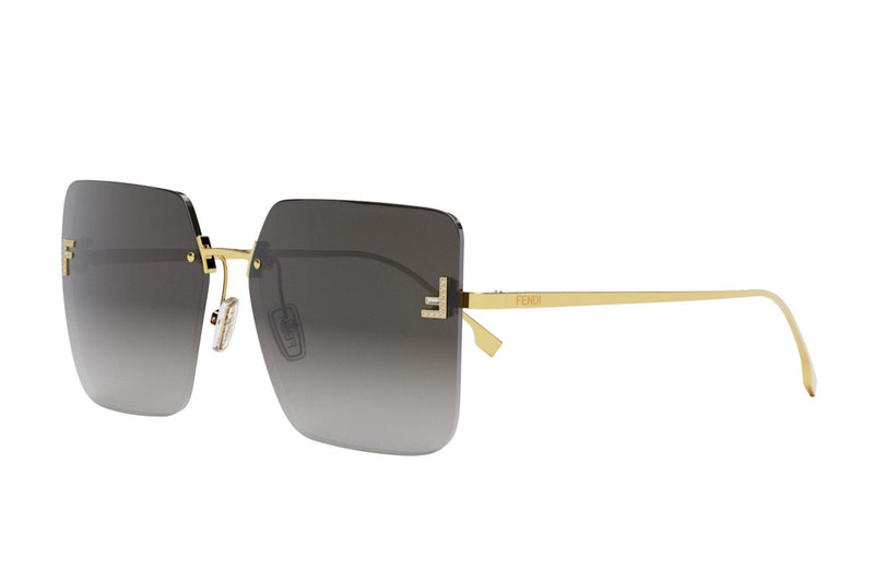 Fendi First Crystal Gold Square Sunglasses