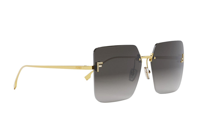 Fendi First Crystal Gold Square Sunglasses