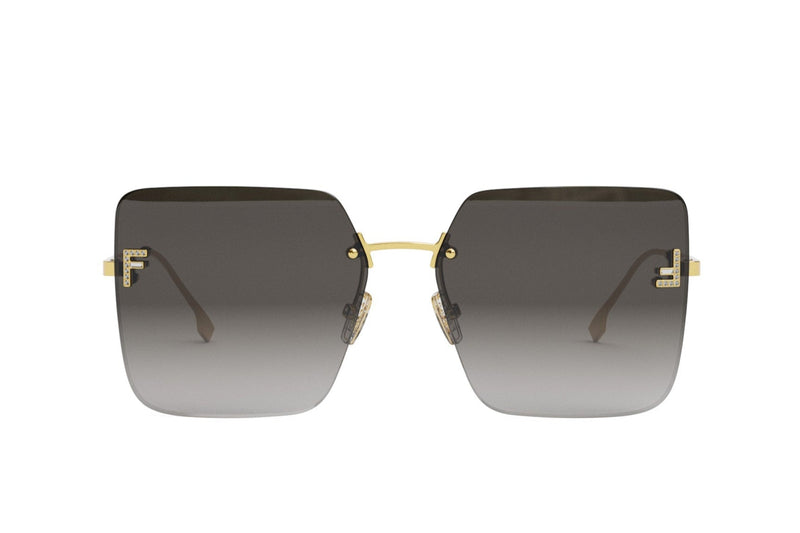 Fendi First Crystal Gold Square Sunglasses
