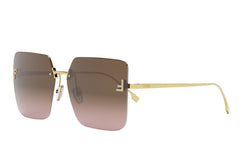 Fendi First Crystal Gold Square Sunglasses