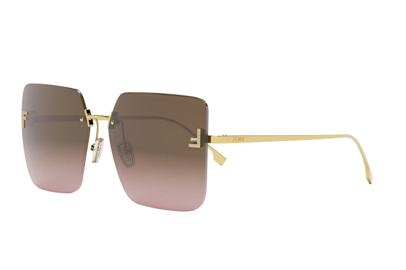 Fendi First Crystal Gold Square Sunglasses