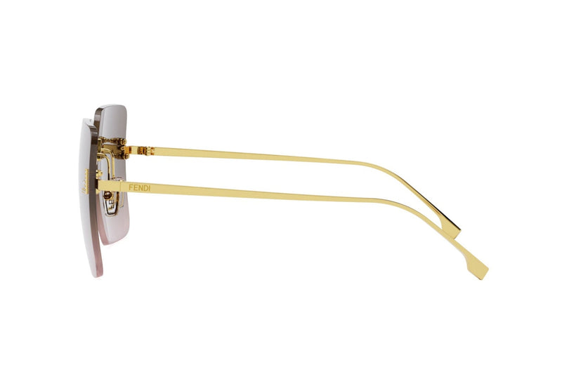 Fendi First Crystal Gold Square Sunglasses