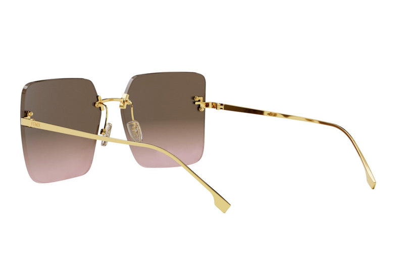 Fendi First Crystal Gold Square Sunglasses