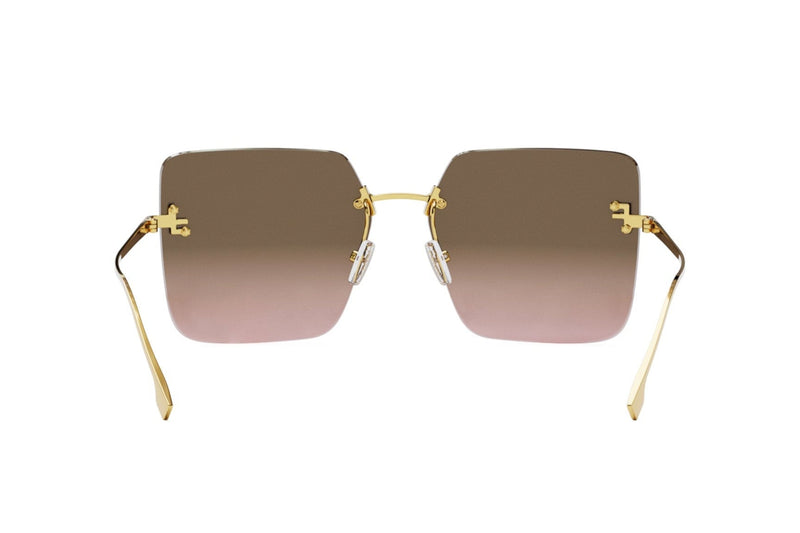Fendi First Crystal Gold Square Sunglasses