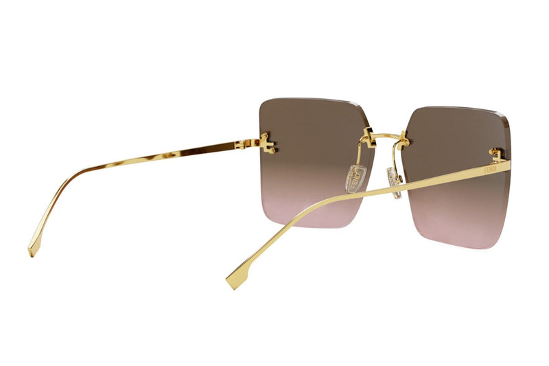 Fendi First Crystal Gold Square Sunglasses
