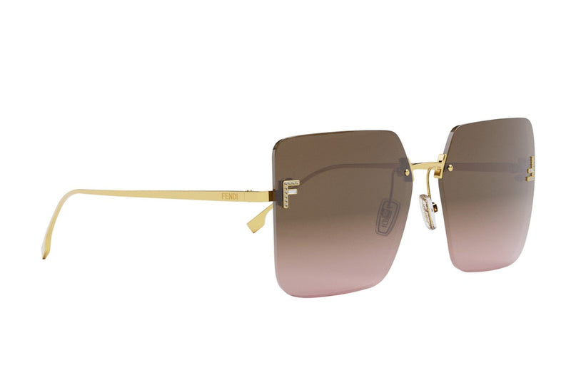 Fendi First Crystal Gold Square Sunglasses