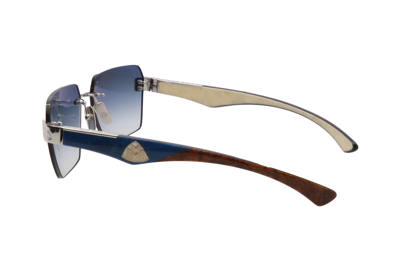Maybach Eyewear - The Magic I (Palladium/Deep Sea Blue/Walnut Wood)